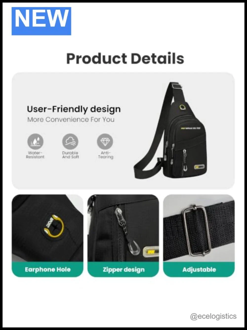 Waterproof Sling Bag Crossbody Backpack Travel Hiking Chest Shoulder Bag